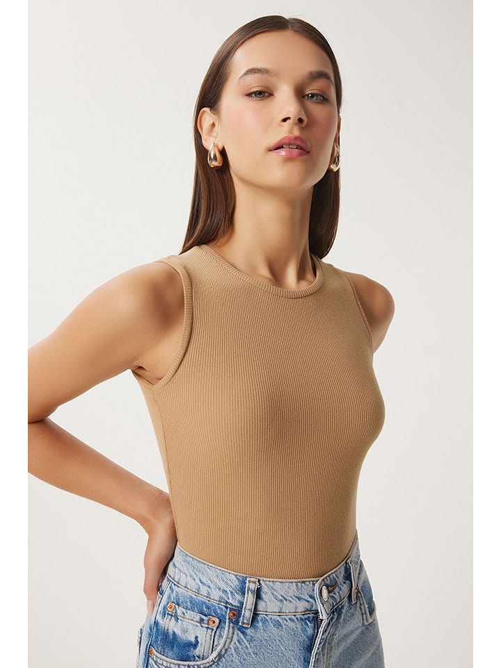 Happiness Istanbul Top w kolorze beżowym rozmiar: S/M