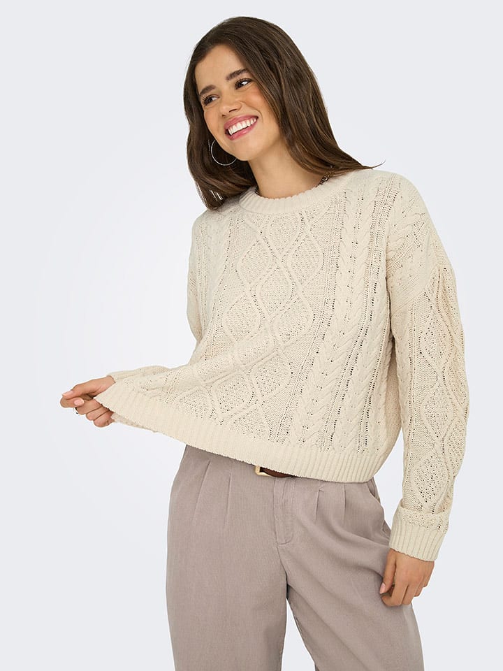 ONLY Sweter w kolorze beżowym rozmiar: M
