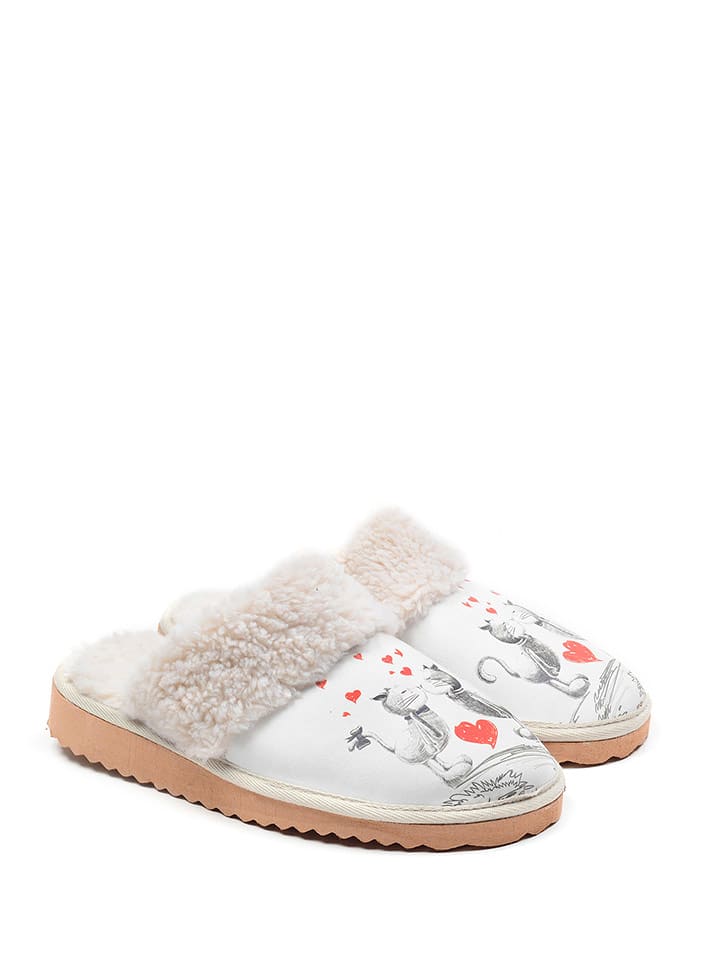 Goby Kapcie w kolorze białym ze wzorem rozmiar: 36