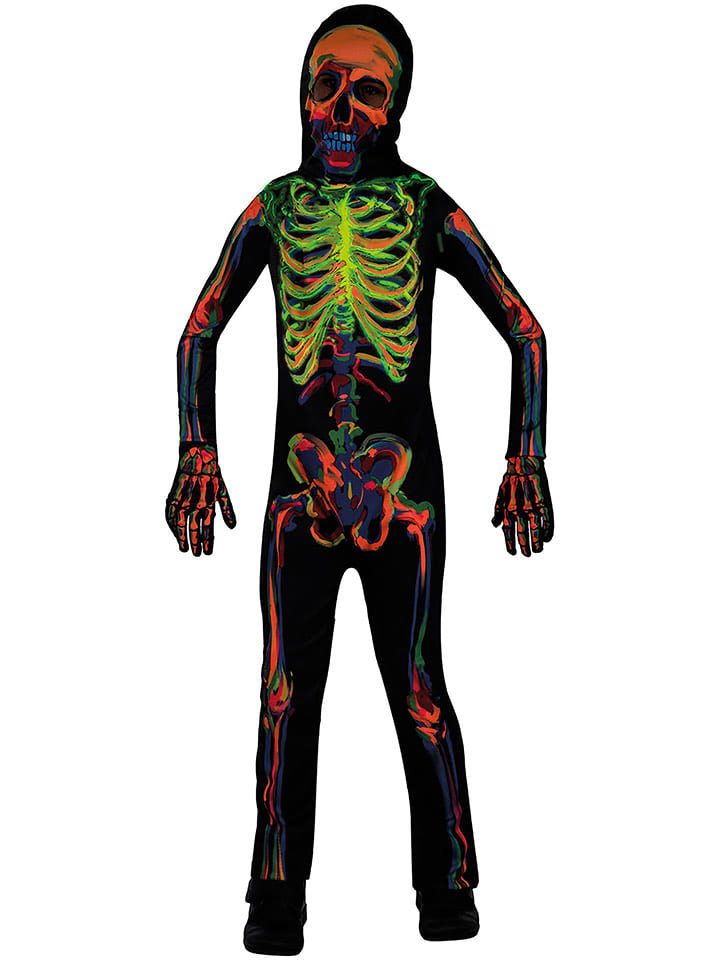 amscan 3-częściowy kostium "Skelett" w kolorze czarnym ze wzorem rozmiar: 116-128