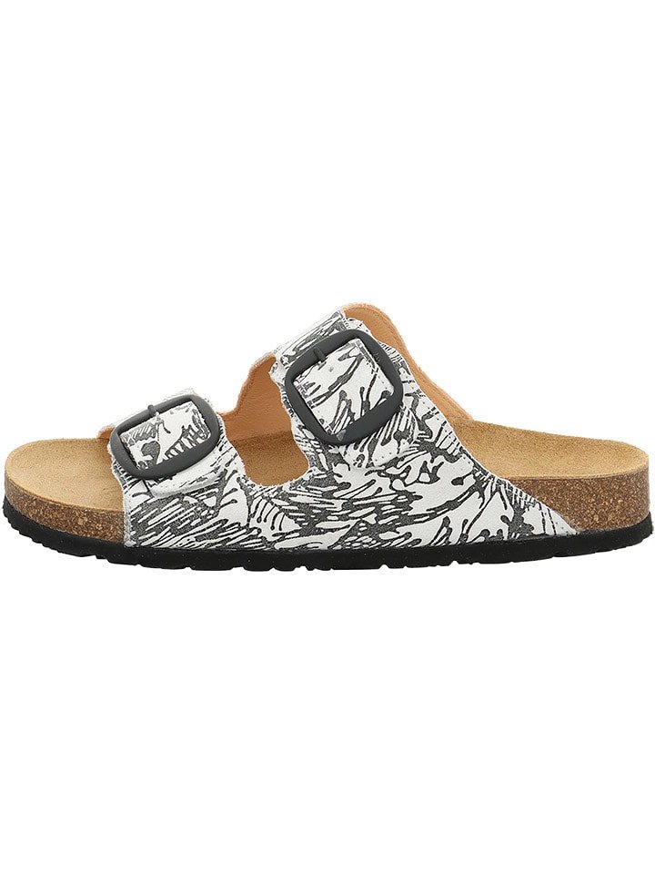 Think! Skórzane klapki w kolorze biało-czarnym rozmiar: 38