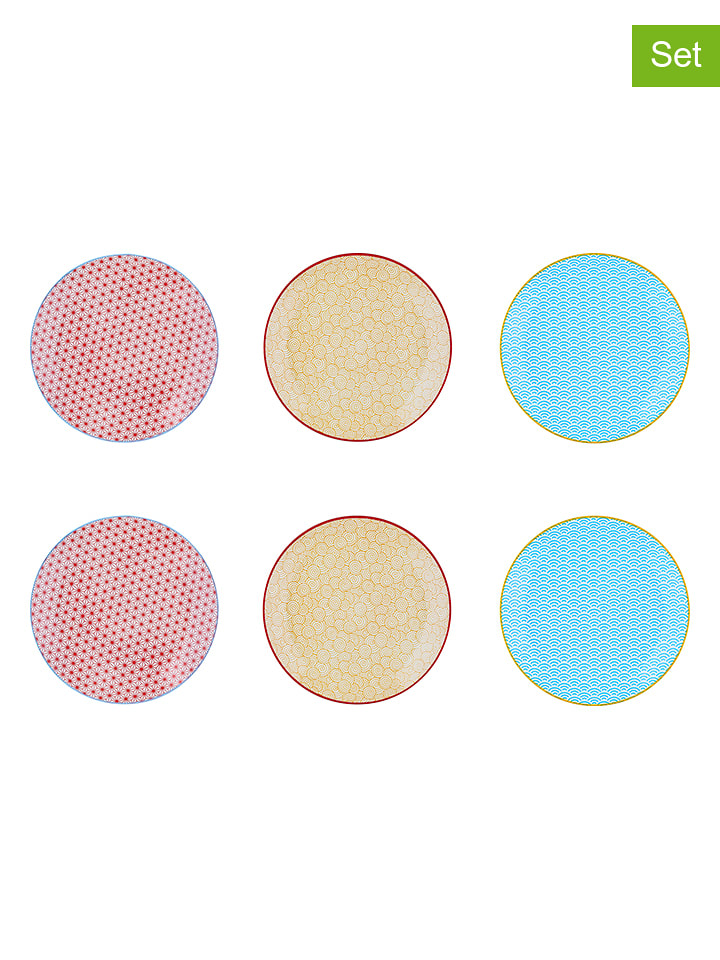 Björn Talerzyki deserowe (6 szt.) w kolorze czerwono-żółto-błękitnym - Ø 21 cm rozmiar: onesize