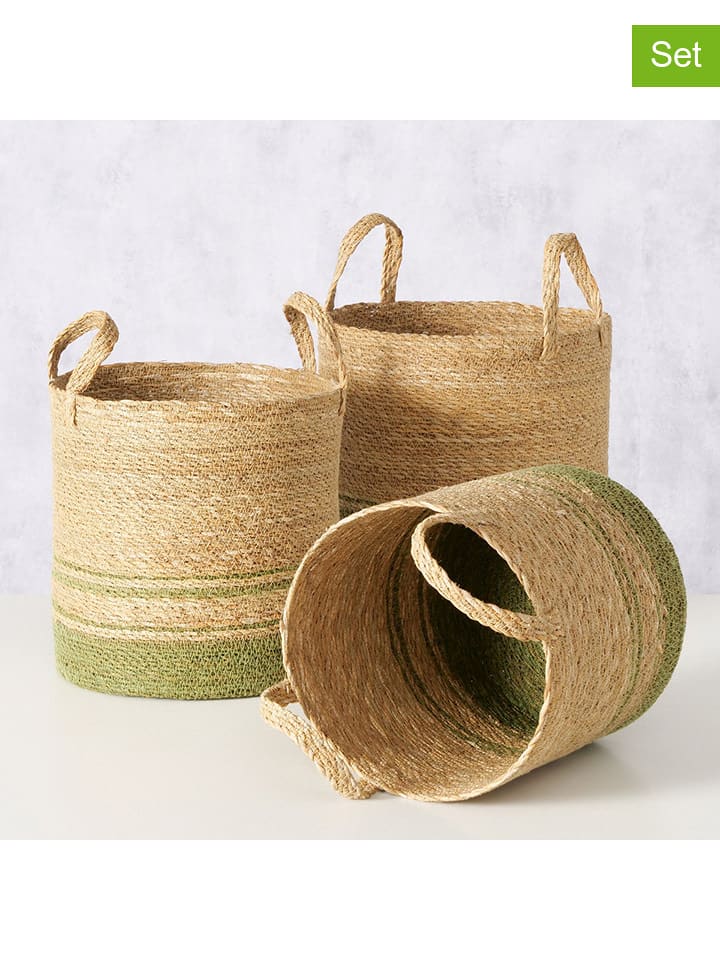 Boltze Kosze (3 szt.) "Agostina" w kolorze beżowo-zielonym rozmiar: onesize