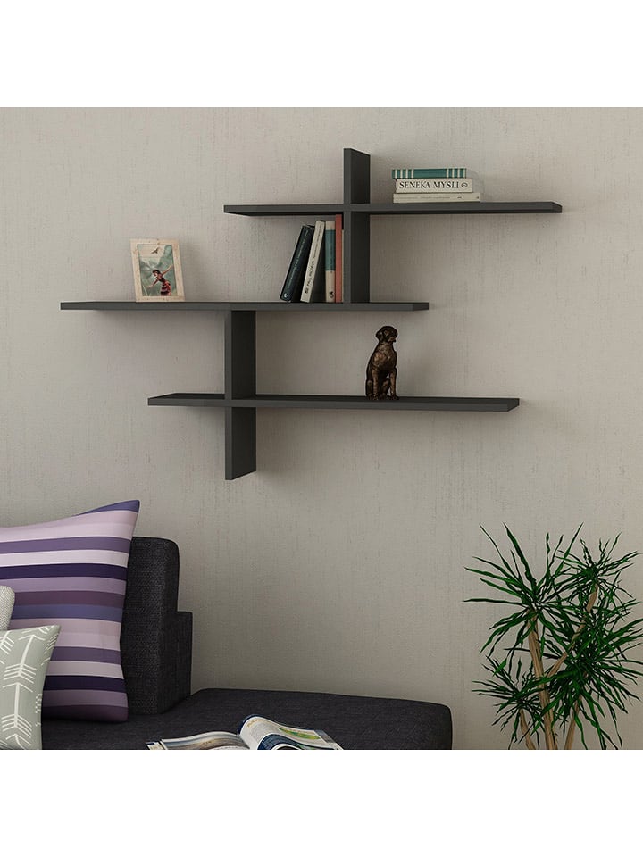 Evila Regał ścienny w kolorze antracytowym - 123 x 80,5 x 22 cm rozmiar: onesize