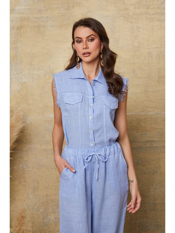 Joséfine Lniana bluzka "Jim" w kolorze błękitnym rozmiar: L