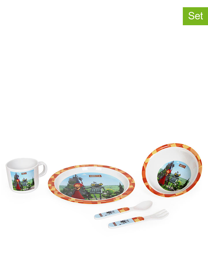 small foot 5-częściowy zestaw naczyń w kolorze pomarańczowym ze wzorem rozmiar: onesize