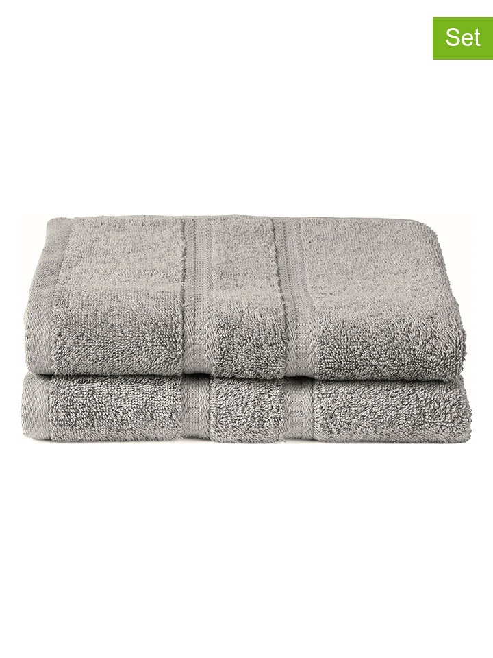 Schiesser Ręczniki (2 szt.) "Las Palmas" w kolorze jasnoszarym do rąk rozmiar: 50x100 cm