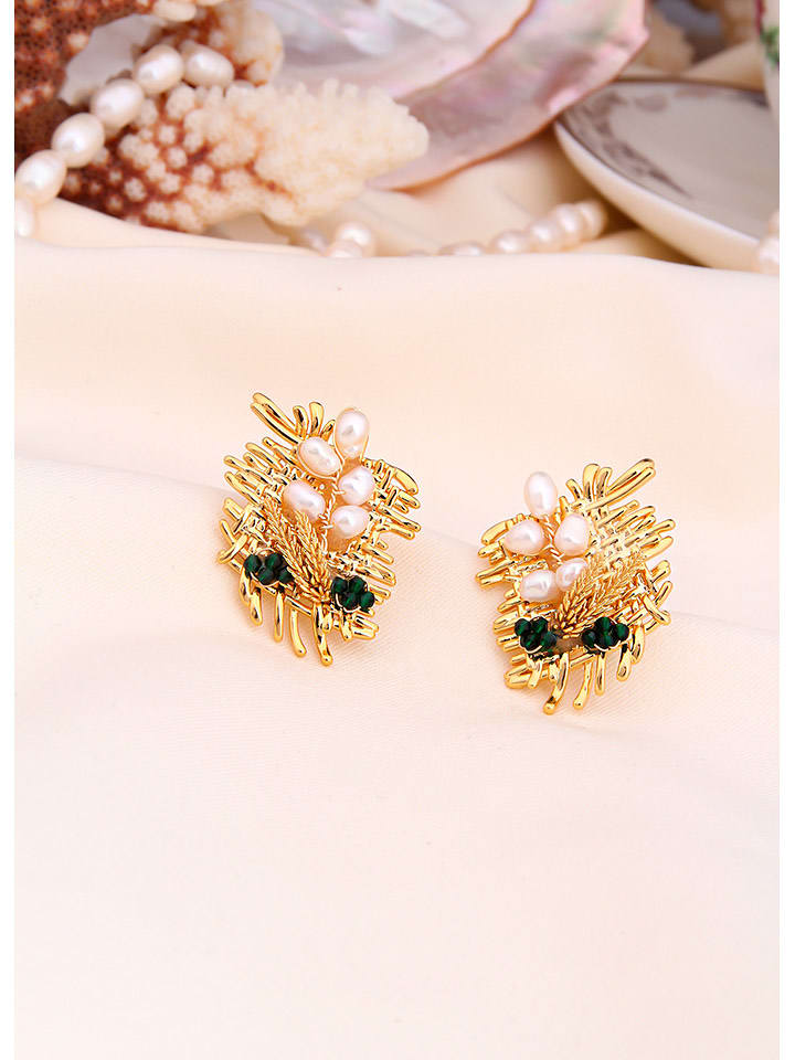 L'Atelier de Gaia Pozłacane kolczyki-wkrętki z perłami rozmiar: onesize