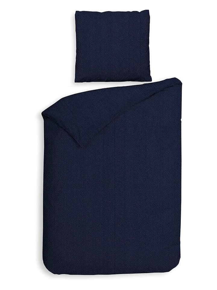 HNL Komplet pościeli flanelowej "Spina" w kolorze granatowym rozmiar: 240x220 cm