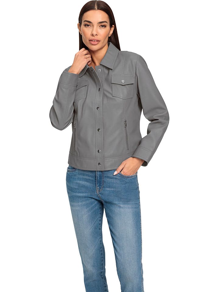 Heine Skórzana kurtka w kolorze szarym rozmiar: 48