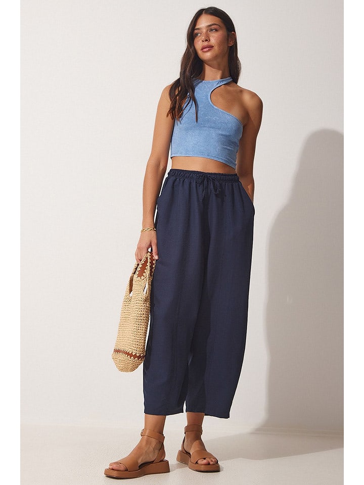 Happiness Istanbul Spodnie w kolorze granatowym rozmiar: 38