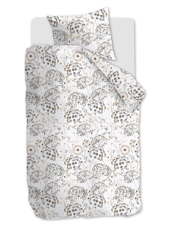 ariadne Komplet pościeli flanelowej "Windy" w kolorze kremowo-beżowym rozmiar: 155x220 cm