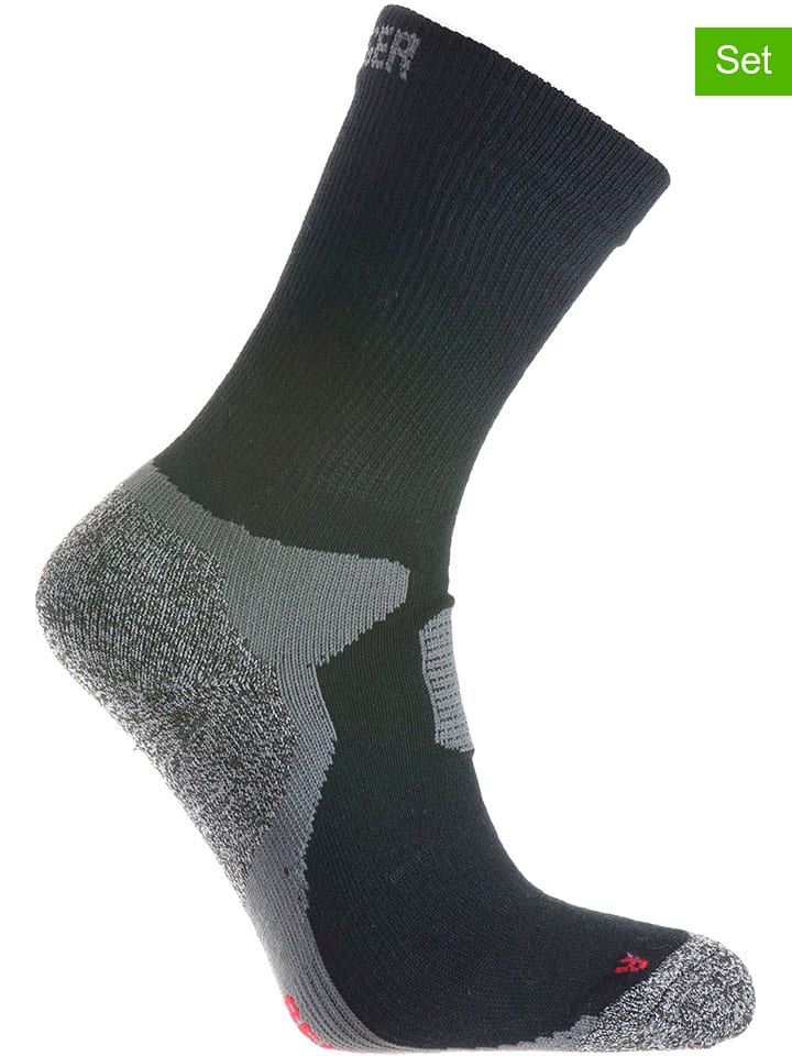 Seger Skarpety funkcyjne (2 pary) "Outdoor Coolmax" w kolorze szaro-czarnym rozmiar: 37-39