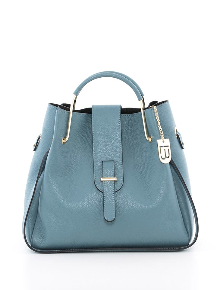 Lucca Baldi Skórzana torebka "Vinci" w kolorze błękitnym - 33 x 28 x 13 cm rozmiar: onesize