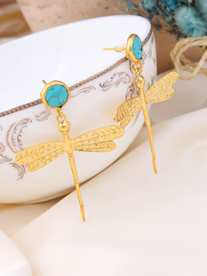 L'Atelier de Gaia Pozłacane kolczyki-wkrętki z turkusem rozmiar: onesize