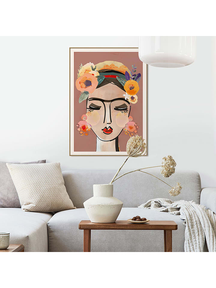 Orangewallz Druk artystyczny "Happy Portrait" w ramce rozmiar: 50x70 cm