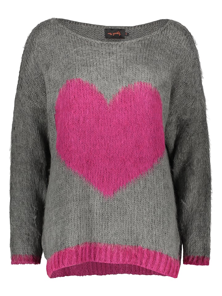 miss goodlife Sweter "Heart" w kolorze szaro-różowym rozmiar: S