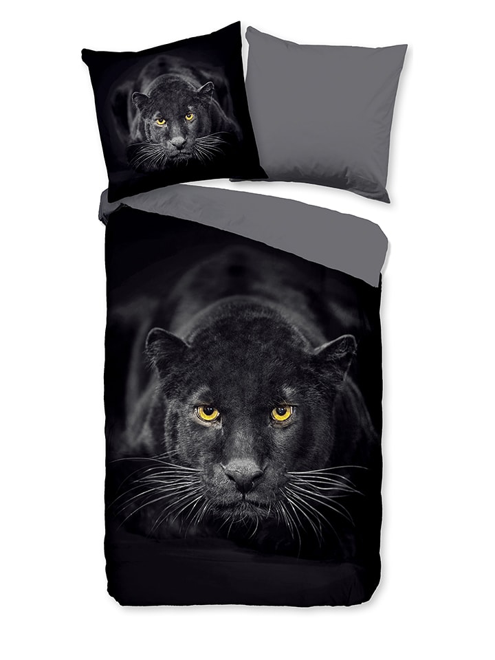 Pure Komplet pościeli "Black Panter" w kolorze czarnym z mikrofibry rozmiar: 135x200 cm