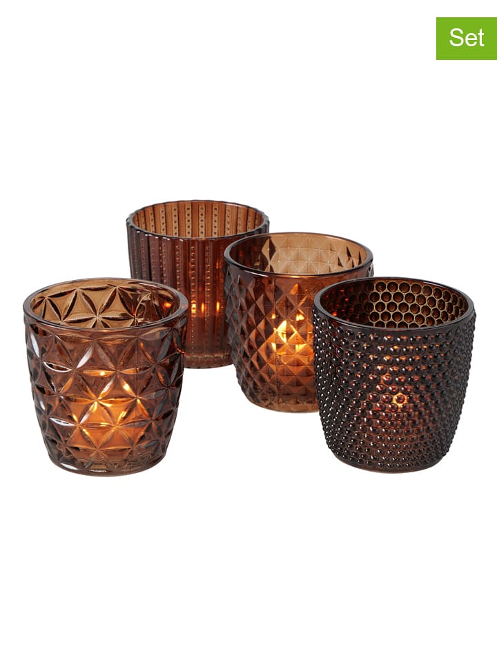 Boltze Świeczniki (4 szt.) "Marilu" w kolorze brązowym - wys. 8 x Ø 7 cm rozmiar: onesize