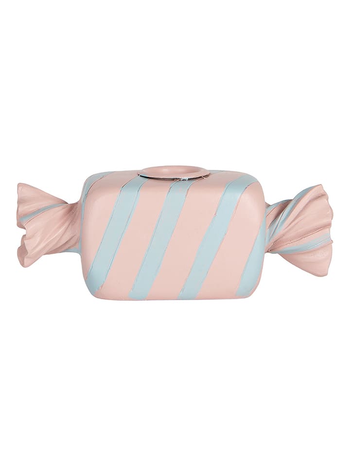 Clayre & Eef Świecznik w kolorze jasnoróżowo-błękitnym - 14 x 5 cm rozmiar: onesize