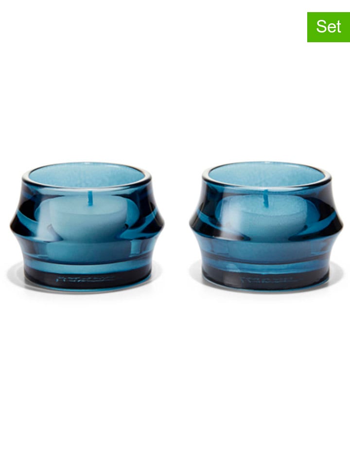 Holme Gaard Świeczniki (2 szt.) w kolorze niebieskim - Ø 7,2 cm rozmiar: onesize