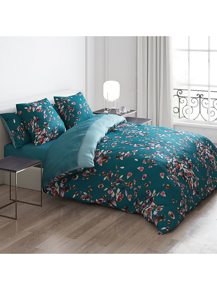 Cacharel textiles Satynowe prześcieradło "Uni" w kolorze morskim rozmiar: 240x300 cm