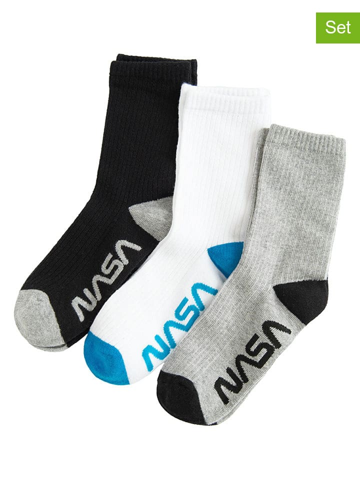 COOL CLUB Skarpety (3 pary) w kolorze białym, czarnym i szarym rozmiar: 34/36
