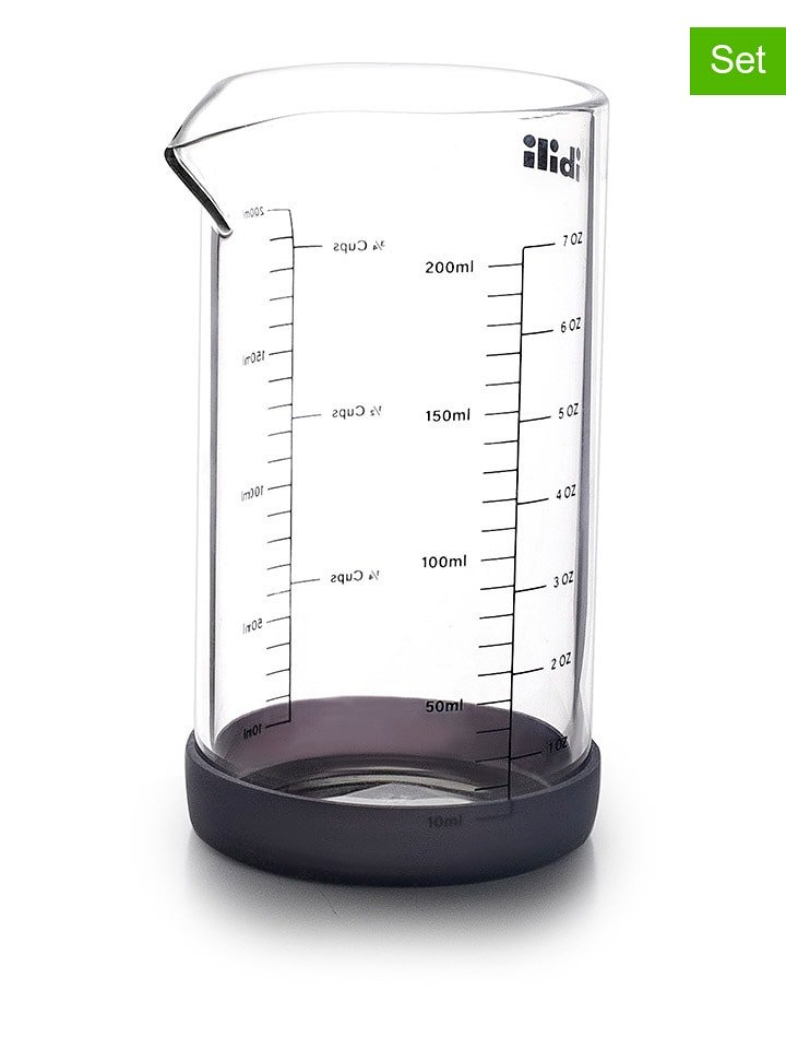 Ibili Mini kubki (2 szt.) w kolorze czarnym z miarką - 200 ml rozmiar: onesize