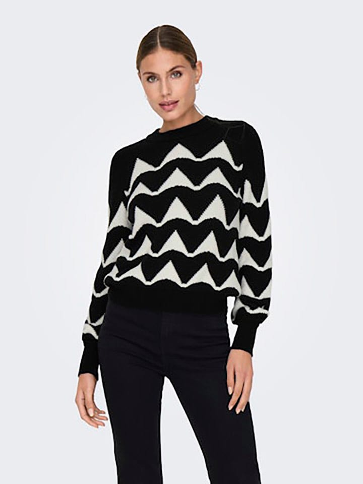 JDY Sweter w kolorze czarno-kremowym rozmiar: M