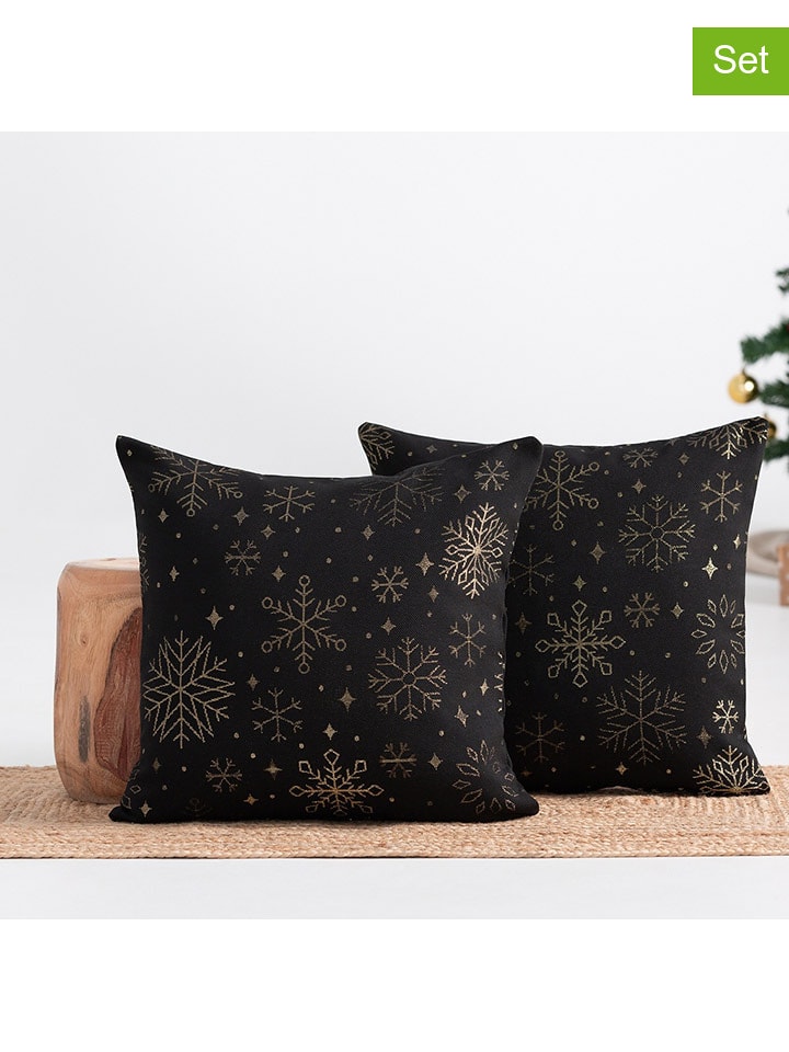GAMUSI Poszewki (2 szt.) "Sparkle" w kolorze czarnym na poduszkę rozmiar: 45x45 cm