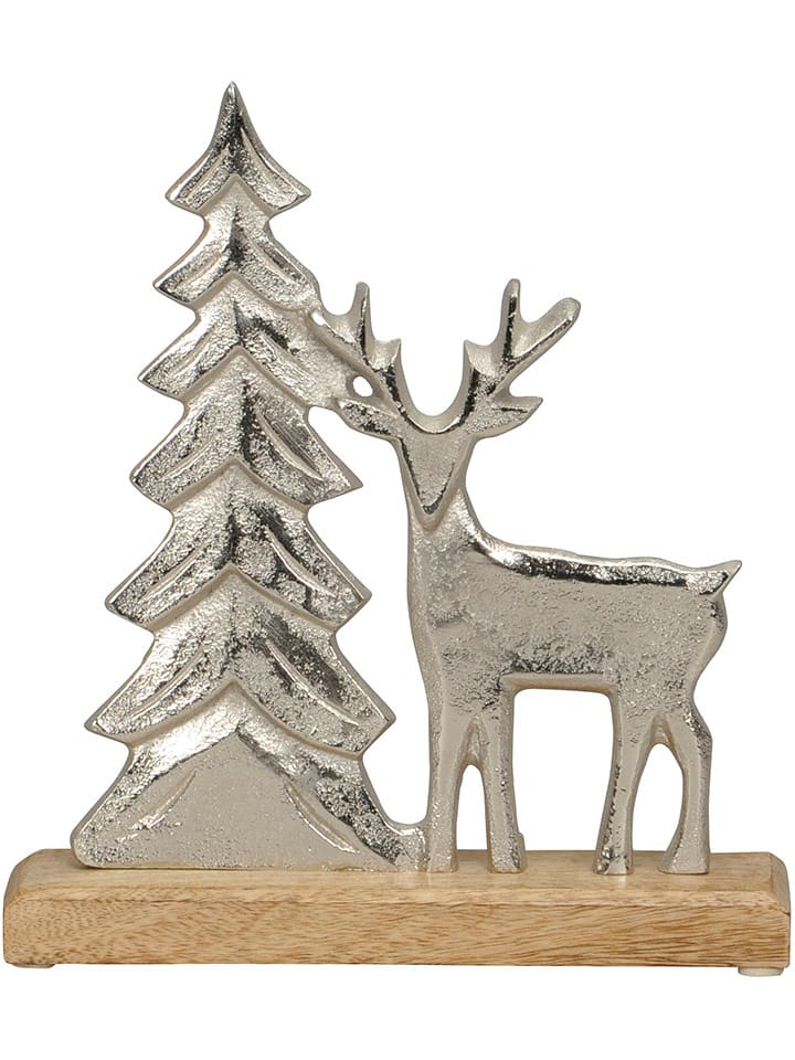 POSIWIO Figurka dekoracyjna "Deer" w kolorze srebrnym - 23 x 26 x 5 cm rozmiar: onesize