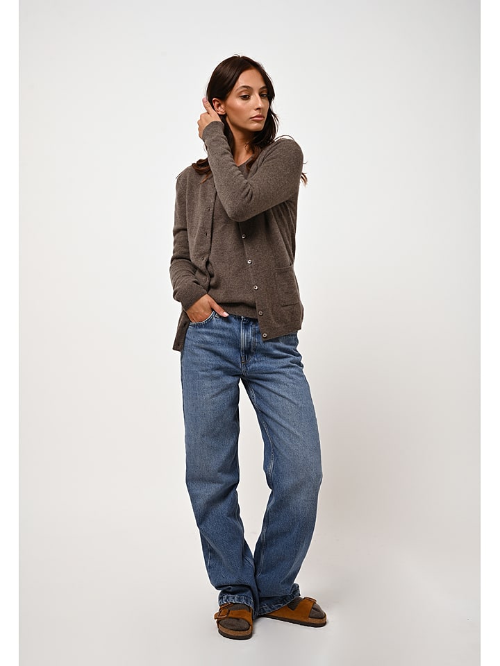 AUTHENTIC CASHMERE Kaszmirowy kardigan "Caron" w kolorze brązowym rozmiar: L