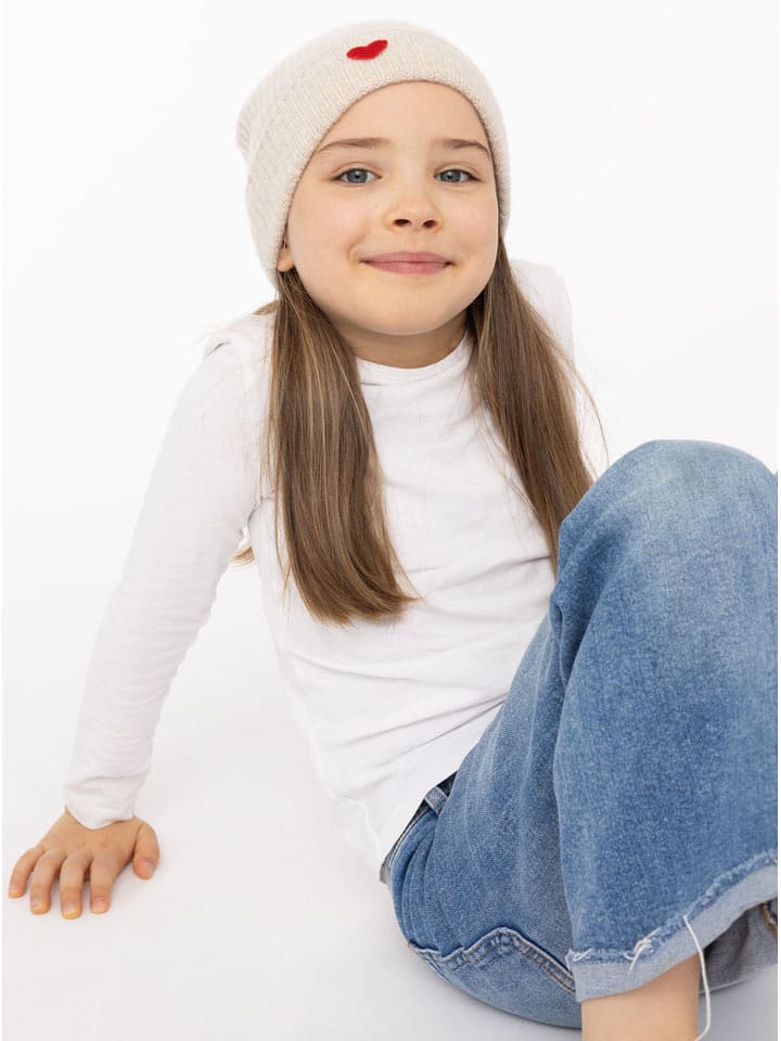 Zwillingsherz Kaszmirowa czapka beanie "Heart" w kolorze beżowym rozmiar: onesize