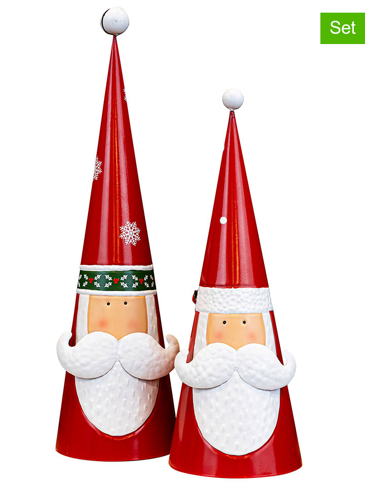 Profiline Figurki dekoracyjne (2 szt.) "Santa" w kolorze biało-czerwonym rozmiar: onesize