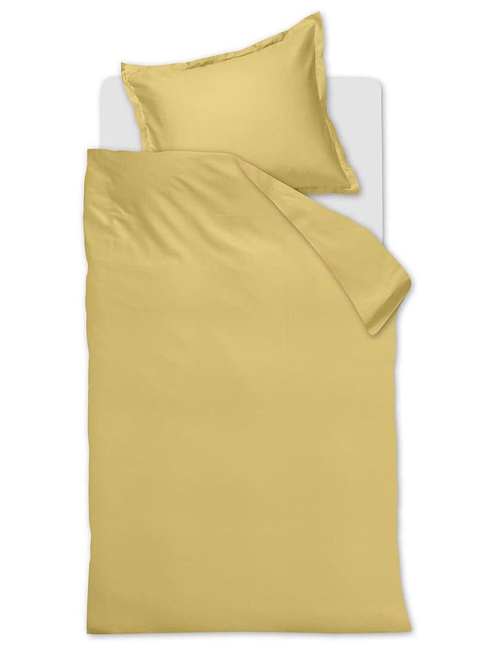 Ambiante Komplet pościeli satynowej "Uni" w kolorze żółtym rozmiar: 135x200 cm