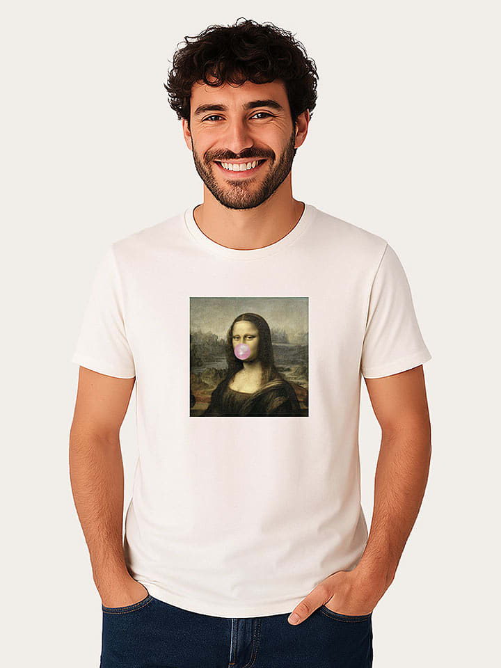 WOOOP Koszulka "Mona Lisa Bubble" w kolorze białym rozmiar: S