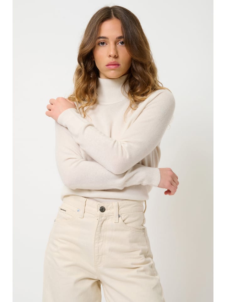 AUTHENTIC CASHMERE Kaszmirowy sweter "Eileen" w kolorze kremowym rozmiar: M