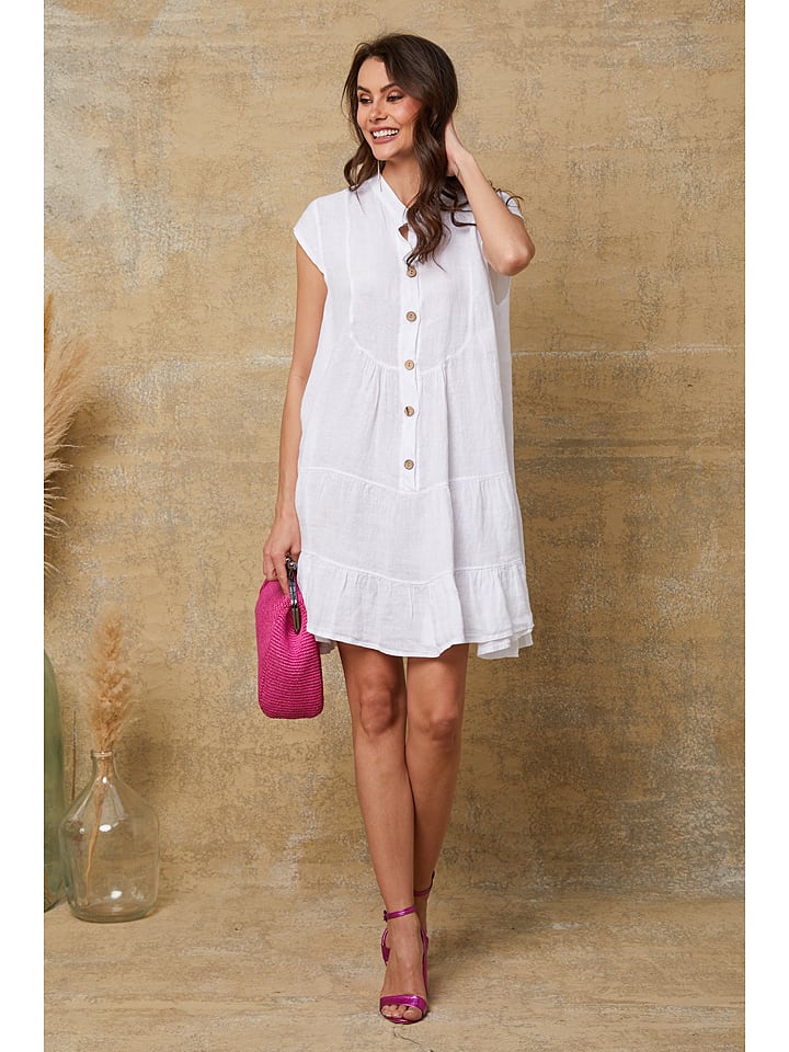 Fleur de Lin Lniana sukienka "Deka" w kolorze białym rozmiar: M