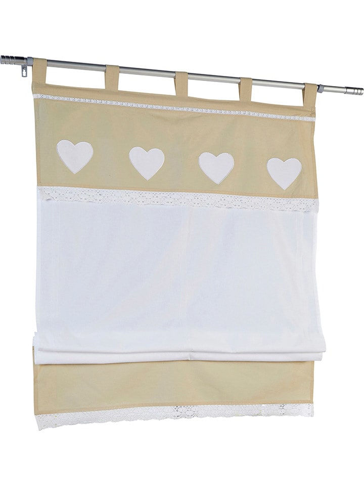 heine home Roleta rzymska w kolorze biało-beżowym rozmiar: 140x60 cm