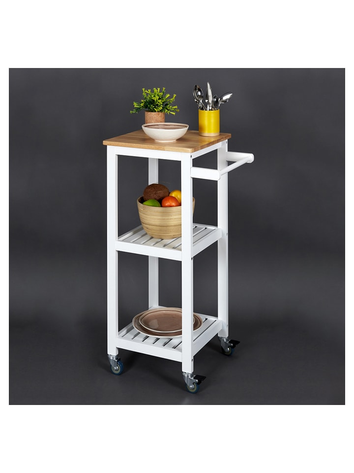 THE HOME DECO FACTORY Wózek kuchenny w kolorze brązowo-białym - 45 x 84,5 x 37 cm rozmiar: onesize