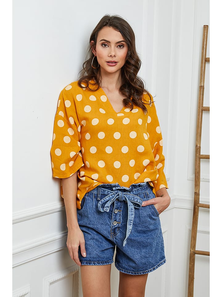 La Compagnie Du Lin Lniana bluzka "Amoura" w kolorze żółtym rozmiar: XL