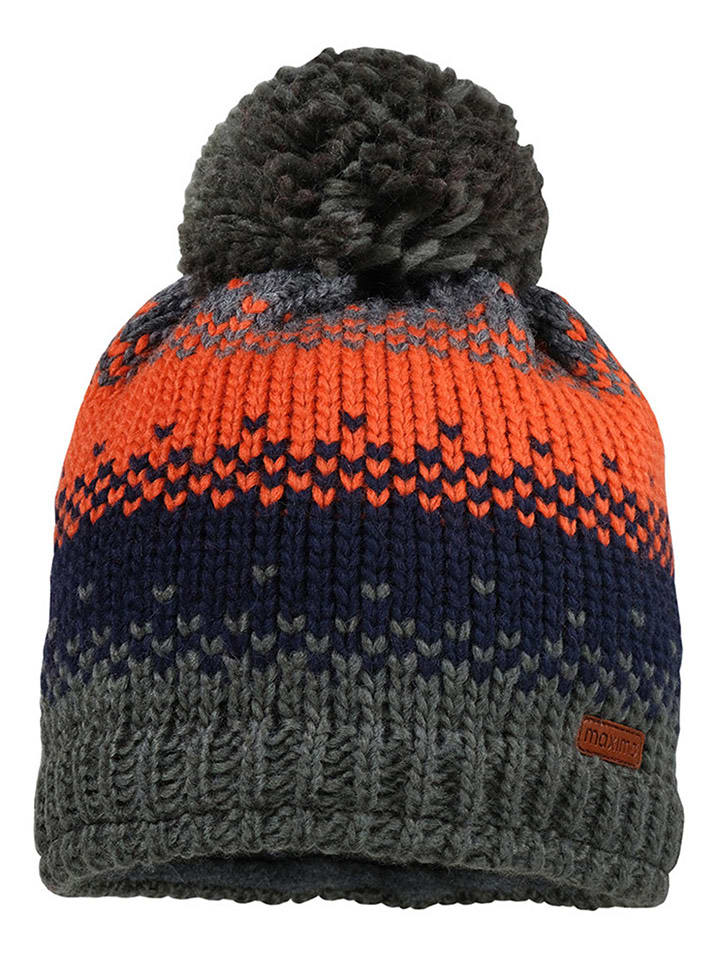MaxiMo Wełniana czapka w kolorze pomarańczowo-granatowo-szarym rozmiar: 51 cm