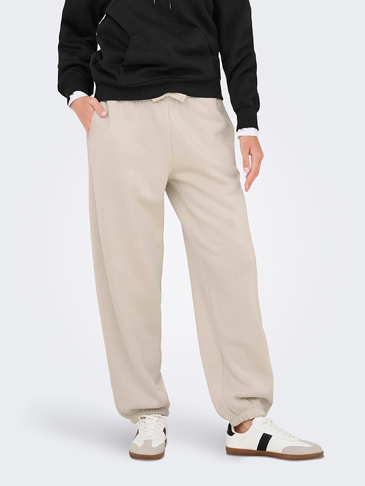 ONLY Spodnie dresowe w kolorze beżowym rozmiar: M