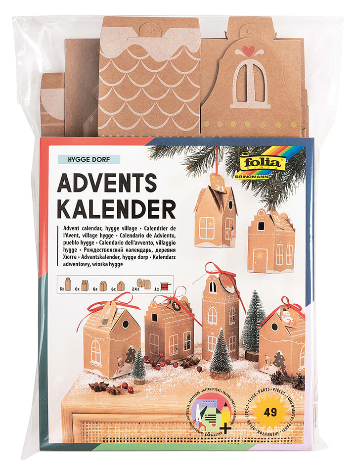 folia PAPER 49-częściowy kalendarz adwentowy w kolorze jasnobrązowym rozmiar: onesize