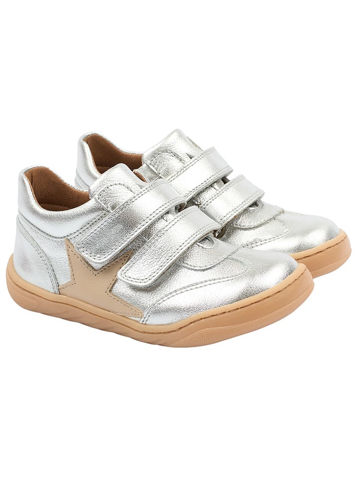 POM POM Skórzane buty w kolorze srebrnym do chodzenia na boso rozmiar: 29