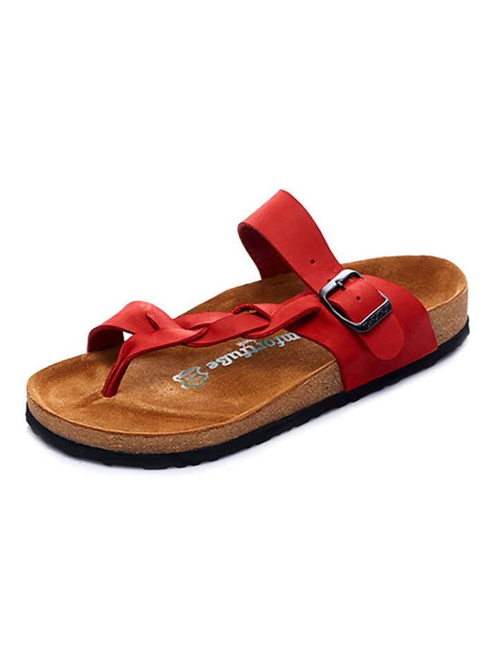 Comfortfusse Skórzane japonki w kolorze czerwonym rozmiar: 38