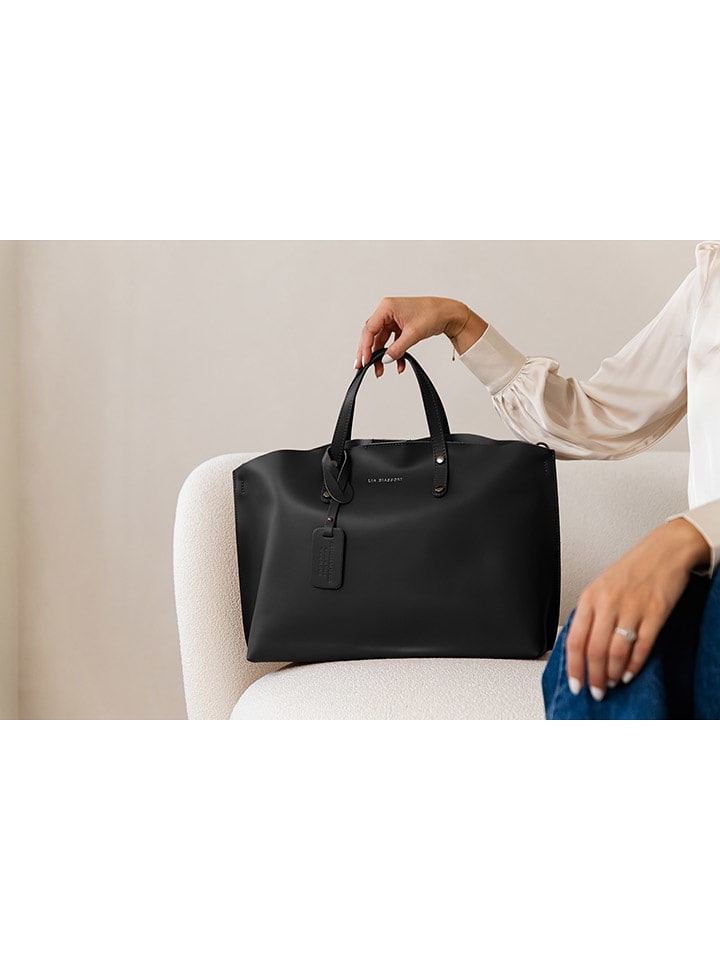 Lia Biassoni Skórzany shopper bag "Pedogna" w kolorze czarnym - 46 x 32 x 12 cm rozmiar: onesize