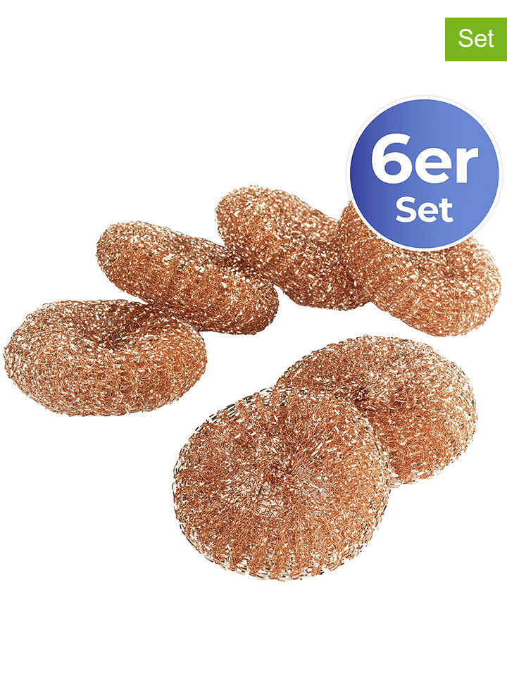 Wenko Gąbki miedziane (6 szt.) w kolorze jasnobrązowym - Ø 9 cm rozmiar: onesize