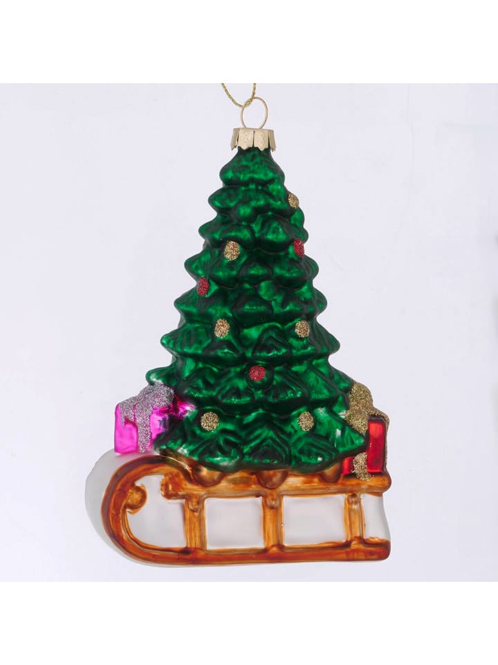 Boltze Zawieszka świąteczna "Merrily" w kolorze zielonym - wys. 14,5 cm rozmiar: onesize