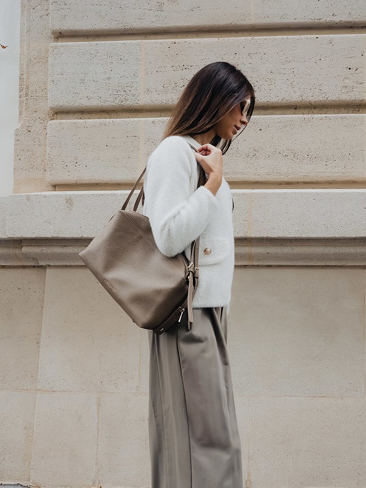 maison héritage PARIS Skórzana torebka "Toki" w kolorze beżowym - 34 x 18 x 12 cm rozmiar: onesize